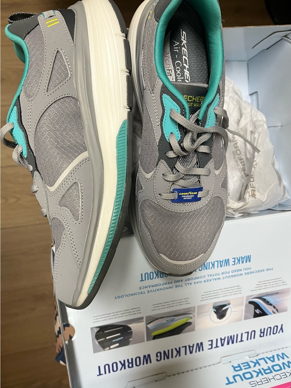 Skechers Gray and Teal Women's Walking Sneakers